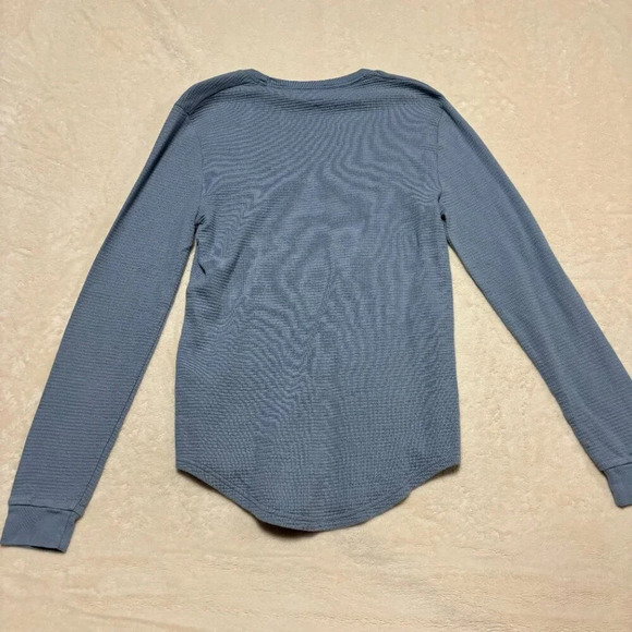 Hollister Mens 100% Cotton Waffle Knit Long‎ Sleeve Shirt XS Baby Blue - Picture 7 of 10